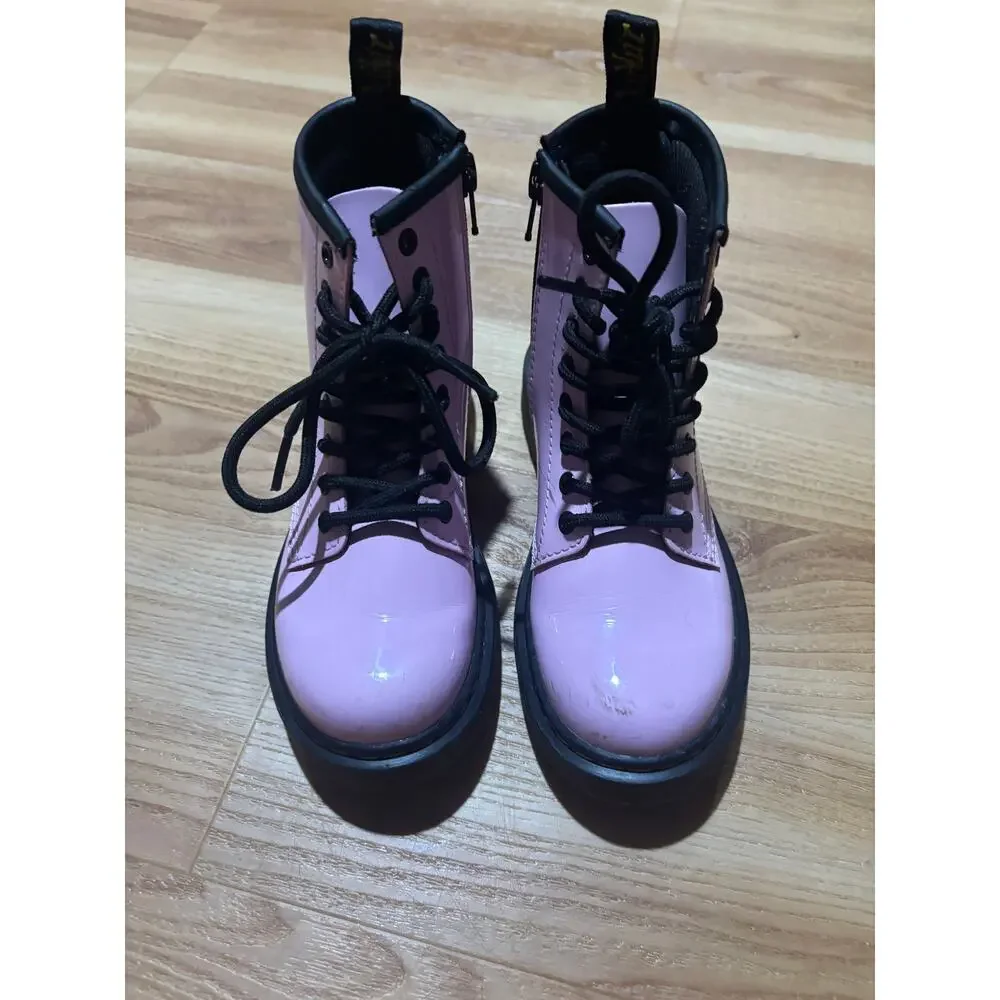 Dr Martens Pink Boots Patent Leather Combat Modern 1460J Youth US 13/EU 31